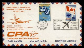 Dr Who 1968 Canada Montreal To Greece First Flight Air Mail Cpa C133916