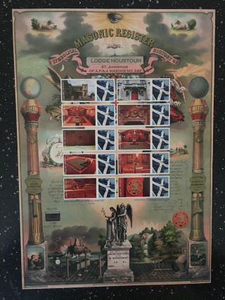 The Masonic Register.  Limited Edition Sheet.  Only 500 Printed.  Hard To Find
