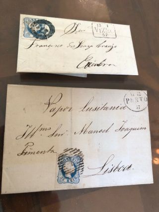 Rare Portugal Folding Letter Covers 1857