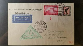 Germany Zeppelin Postcard 1931 Islandfahrt Mef 1 Rm