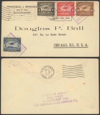 Ecuador 1929 - Air Mail Cover To Chicago Usa 34823/6