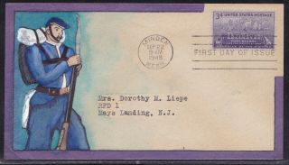 Scott 970 Fort Kearney Hand Painted First Day Cover Fdc Collective One Of A Kind