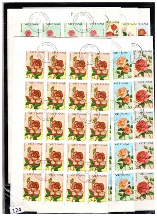 ,  40x Vietnam 1987 - Cto - Imperf - Flowers,  Flora - Sheets Bent