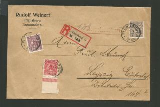 1920 Schleswig Registered Cover To Leipzig