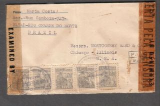 Brazil Wwii Multiple Censors Uso Cover Natal Rio To Montgomery Ward Chicago