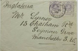 Spain 1922 Cover To England With Stamps Cancelled London F.  S.  Paquebot Postmark