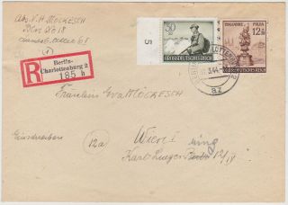Germany Dr 1944 Reg.  Cover Berlin Franked Mi 884,  886 To Wien Austria