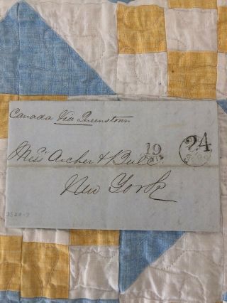 1861 Canada Queenstown To York Cover Folded Letter