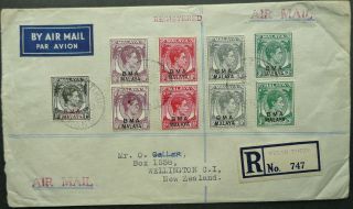 Bma Malaya 6 Oct 1949 Regist.  Airmail Cover From Pulau Tikus To Zealand