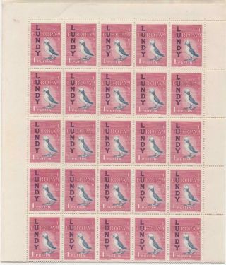 GB/LUNDY: 1962 Full 10 x 5 Sheet Europa 1 Puffin Examples - Full Margins (26373) 2