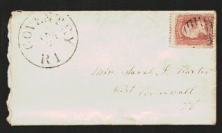 65 On Cover 1845 Coventry Ri Balloon Cancel Long Letter Ph3942