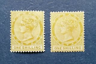 Tobago Stamps,  Scott 23 And Hinged,  One With A Slash Above The E