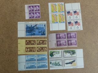 8 Diff.  Nh Vintage Us Postage Stamps Plate Blocks Of 4 $1.  76 Face Value