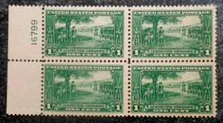 Buffalo Stamps: Scott 617 Lexington Block Of 4,  Nh/og & F/vf,  Cv = $60