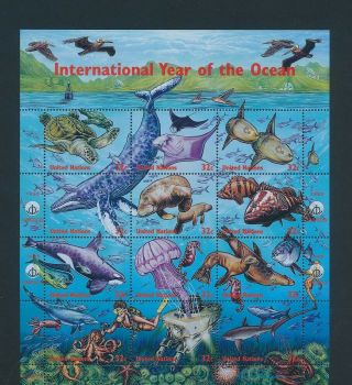 Gx03986 United Nations Year Of The Ocean Fish Sealife Xxl Sheet Mnh