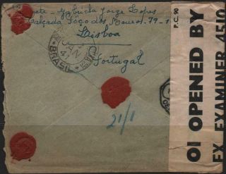 X1818 - Portugal - Censored and registered cover from Lisbon to Rio,  Brazil - 1940. 2