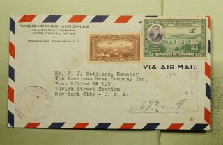 Dr Who 1938 Honduras Tegucigalpa Registered Airmail To Usa E44312