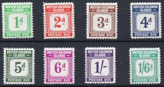 British Solomon Islands Sgd1 - 8 Gvi Postage Due Fine Set Of 8 V/lightly M/mint