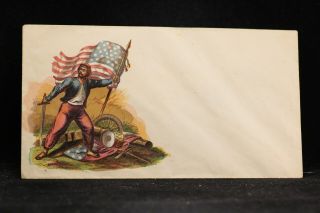 Civil War: Patriotic Cover Soldier With Flag,  Sword,  Cannon