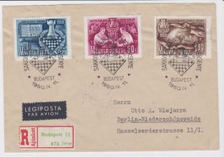Stamps 1950 Hungary Registered Chess First Day Cover Postal History