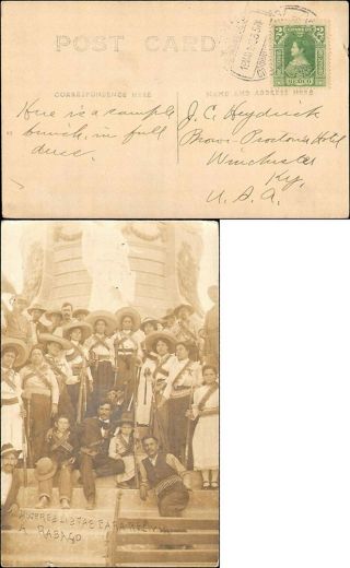 1913 Mexico Single On Real Photo Postcard To United States