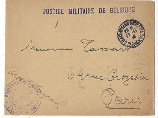 1916 Belgium Wwi Military Justice,  Calais To Paris France,