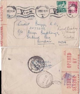 South Africa 1942 Censored From India And Censored British