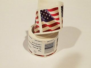 200 (2 rolls of 100) USPS FOREVER STAMPS US FLAG COIL - FIRST CLASS POSTAGE 2