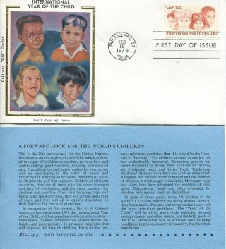 1979 International Year Of The Child Colorano Silk Cachet & Story Unaddr Fdc