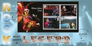 Elton John Miniature Sheet,  Music Giants,  Bradbury First Day Cover Bfdc Stamps