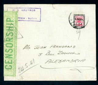 North Africa - Egypt Alexandria Cover With Censor Label In Green (jy862)