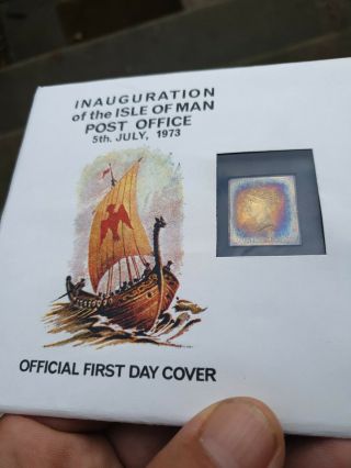 Inauguration of the isle of man post office 1973 coin displayed in a lovely card 2
