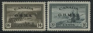 Canada 1946 Peace 14 And 20 Cents O.  H.  M.  S.  Officials Unmounted Nh