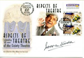 2000 Theatre Isle Of Man Illus Fdc Signed The Late Comedian Norman Wisdom Vgc