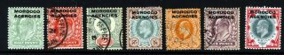 Morocco Agencies King Edward Vii 1907 - 13 Overprinted Gb Set Sg 31 - 37 & Vfu