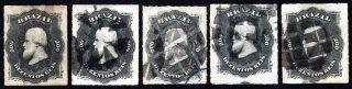Brazil 1876 Group Of 5 Stamps Mi 35 Variety Cv=55€ Lot1