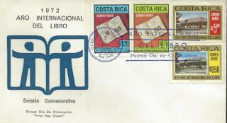 Costa Rica Intl Book Year Sc C545 - C548 Fdc 1972