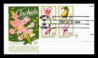 Dr Jim Stamps Us Orchids Gamm First Day Cover Block Of Four Miami Florida