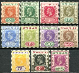 Seychelles 1912 Issue,  Sg 71 - 81,  Hinged,  Cv £110
