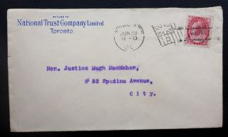 Canada 77 Die I Flag Cancel (d) Cover To Justice Hugh Macmahon 52 Spadina Ave