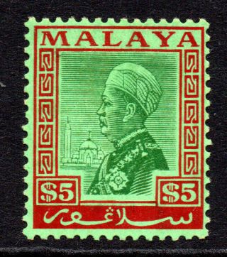 Selangor (malaya) 5 Dollar Stamp C1935 - 41 Mounted