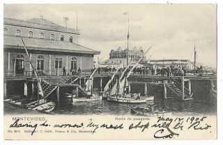 Uruguay 1905 Montevideo Port Postcard To America