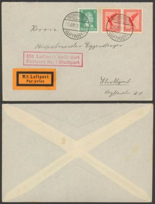 Germany 1929 - Air Mail Cover Friedrichshafen To Suttgart 30512/12