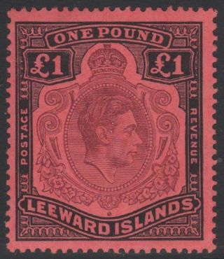 Leeward Islands Kgvi 1945 Issue £1 Keyplate Scott 115 Sg114b Never Hinged Cv £45