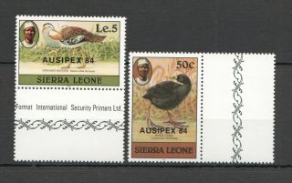 M587 1984 Sierra Leone Fauna Birds Overprint 764 - 65 Michel 14 Euro 1set Mnh