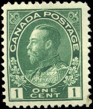 Canada 104 F - Vf Og Nh 1911 King George V 1c Dark Green Admiral Cv$70.  00