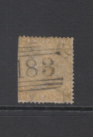 Gb Qv 9d Straw Sg98 Plate 4 Nine Pence " Re " 1865 Stamp Emblems,  Rare