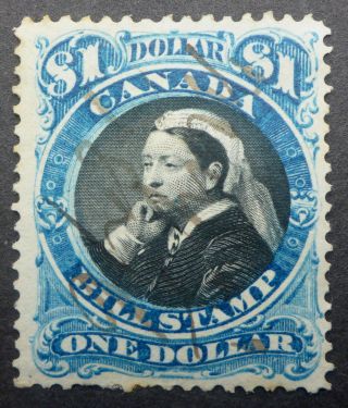 Canada Fb52 Very Fine (cat.  $15) " B " 1868 1$ Bill Stamp " Victoria "