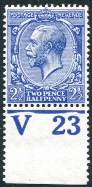 1912 - 24 2½d Blue V23 (p) Control Single Unmounted V80250