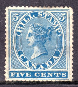 Canada First Bill Stamp Fb5 5c Blue,  1864 Perf12½x13½,  No Gum